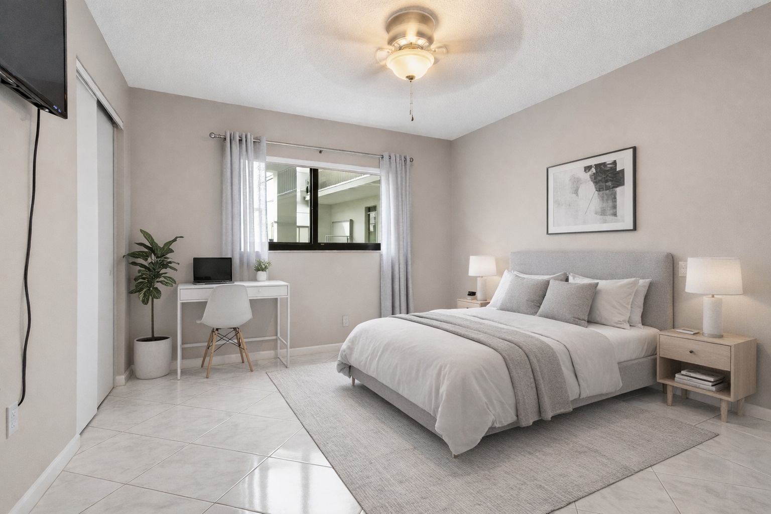 Bedroom after AI virtual staging for real estate listing