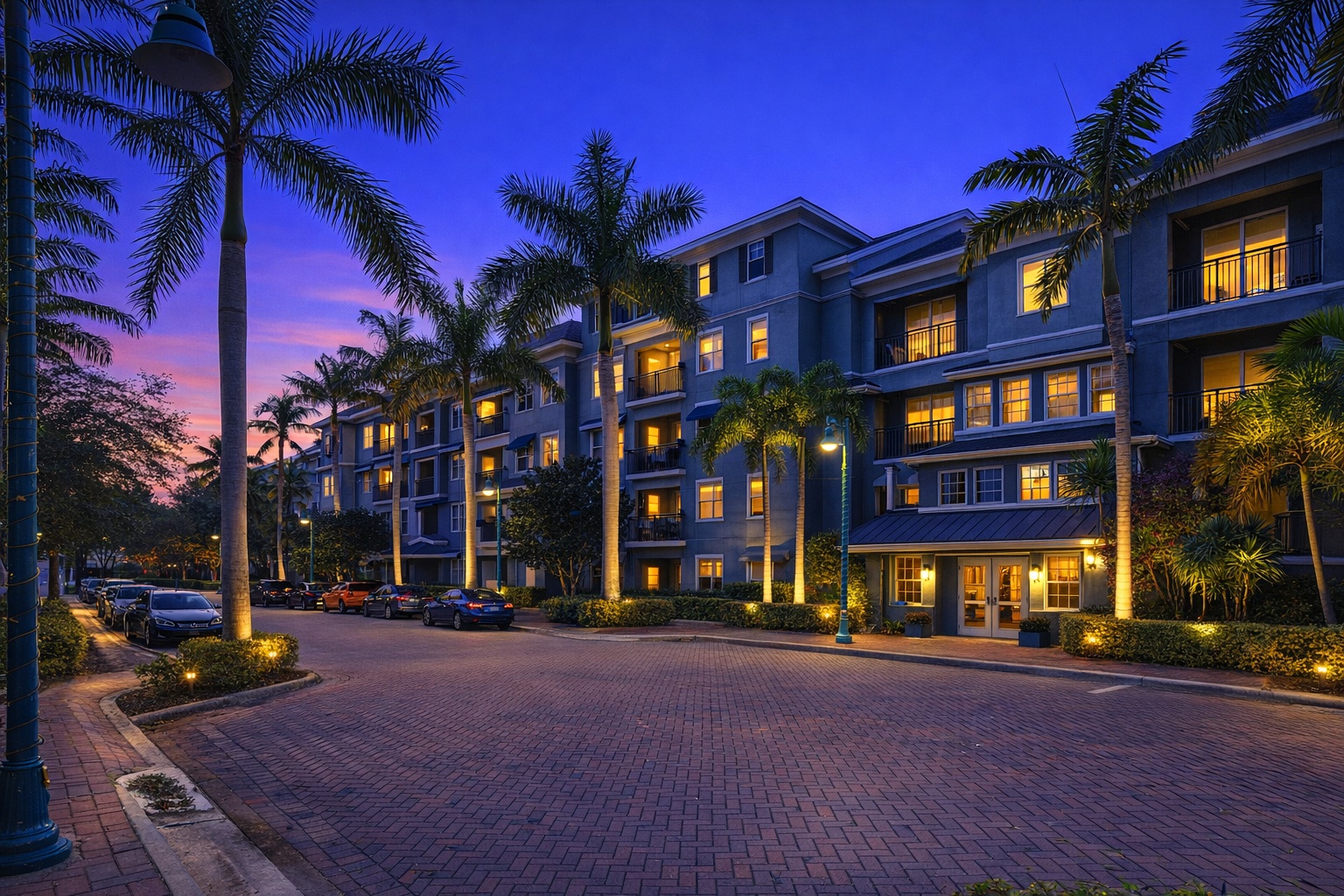 Real estate exterior after virtual twilight photo edit